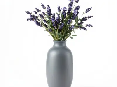 Slate Gray Vase with Lavender Bouquet Model Pack Low-poly 3D model