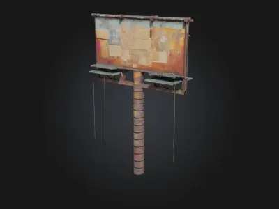 Rustic Billboard Art  Weathered Charm for Storytelling Scenes 3D model