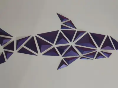 Shark Geometric Panel - Animal Minimalist Decoration 3D print model