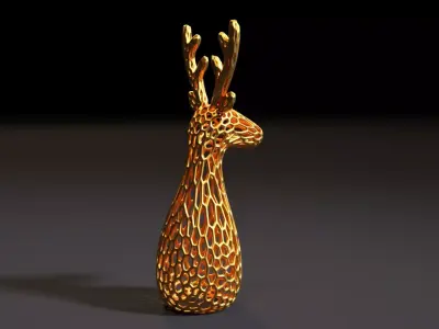 Christmas reindeer Voronoi 3D print model