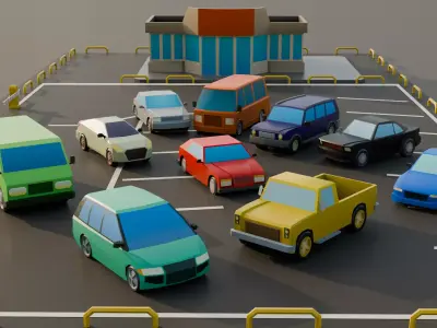 Low poly cars kit Low-poly 3D model