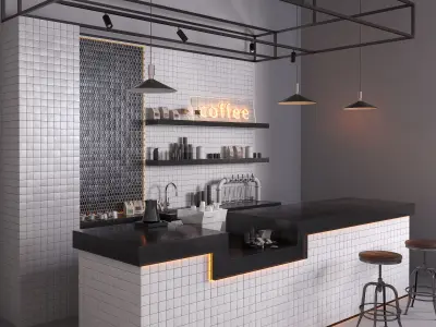 Coffee shop counter 3D model