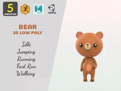 Stylized Bear Animated v001 Low-poly 3D model