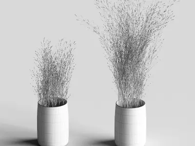 Grass in vases 3D model