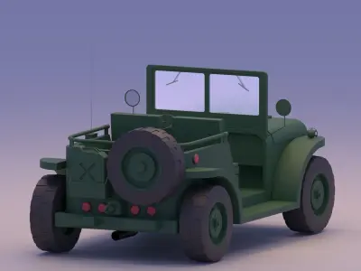 Cartoon Military Jeep Willys Low-poly 3D model