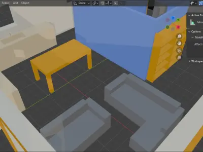 24x40 Low Poly House - 2 bedroom 1 bathroom - 960 sq ft -  Low-poly 3D model