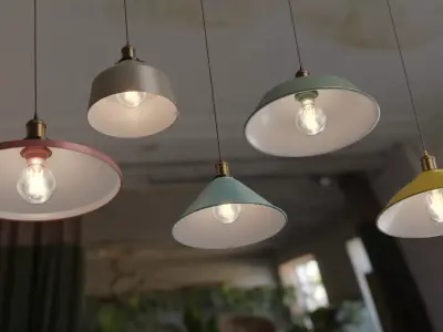 5 Collection  Pendant vintage color lamps 3D model