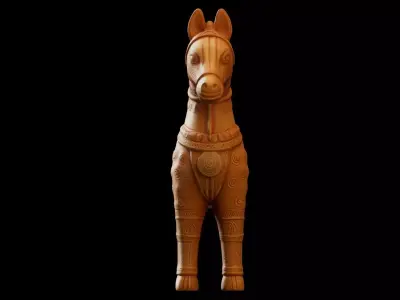 Traditional Bengal Terracotta Horse - Bankura Clay Art Inspired 3D model