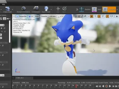 Sonic Animated Unreal Engine 4 Low-poly 3D model