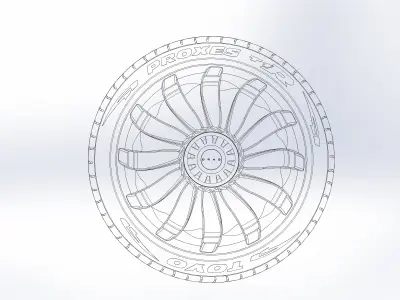 Wheel for scale model tire with realistic tread pattern 3 3D print model