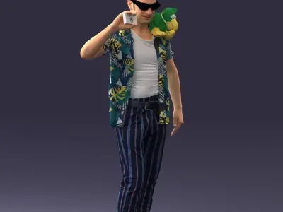 000304 Detective with Parrot 1101 3dp 3D print model