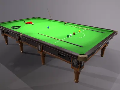 12ft Snooker Pool Table Low-poly 3D model