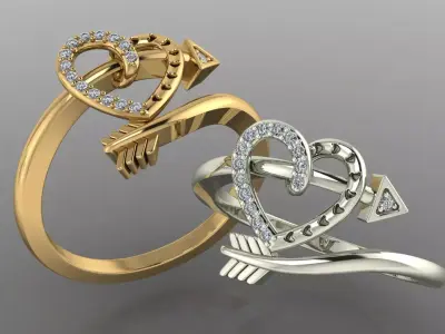 anillo tipo flecha corazon  3D print model