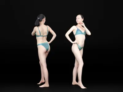 Pretty woman in a swimsuit 03 Low-poly 3D model