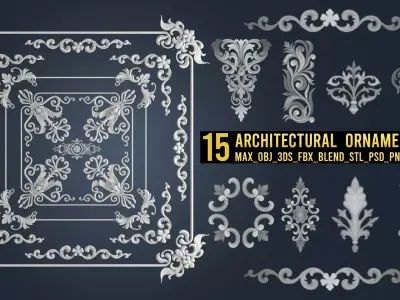 15 Architectural  Ornaments 3DModel and Brush 3D model