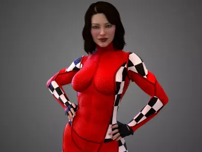  Female Racing Pilot Girl 3D model