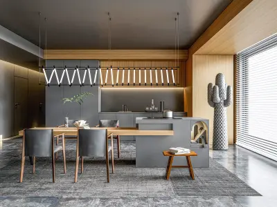 Kitchen fully parametric  Resizable manufacturable  0030 3D model