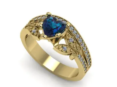 Heart ring 3D print model 5