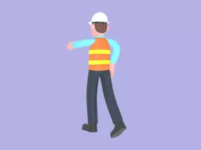 Stylized 3D Male Architect - Cartoon Walking and Pointing Pose 3D model
