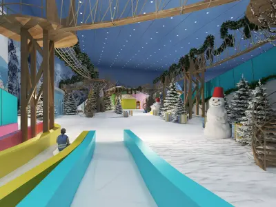 Indoor ski slope Low-poly 3D model
