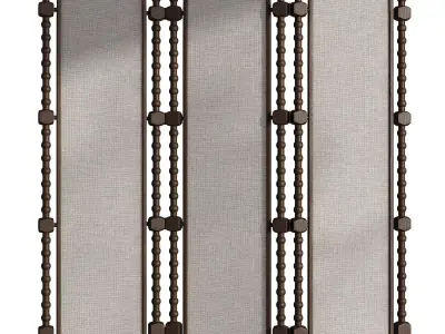 Screens with rattan and fabric 3D model