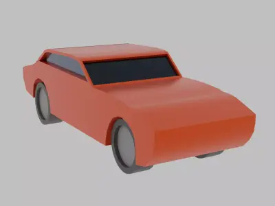 Low-Poly Car orange toy Low-poly 3D model