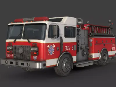 Fire Truck Low-poly 3D model
