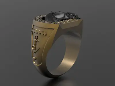 RING WITH HORSESHOE AND HORSE 3D print model