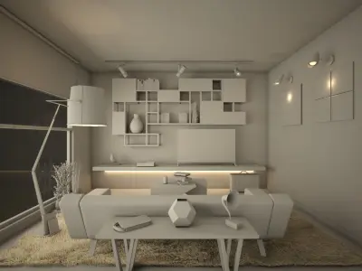 Architectural Interior Scene - Living Room Free 3D model