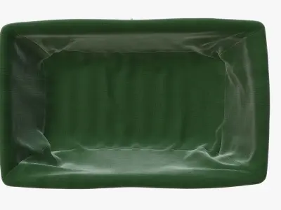 Wicker basket rectangular with fabric medium brown 3D model