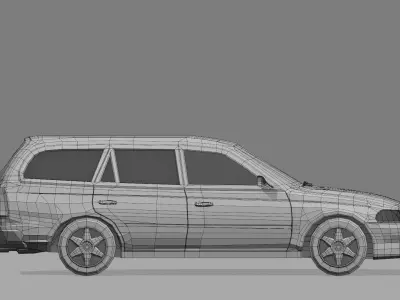 Stationwagon Car LowPoly Low-poly 3D model