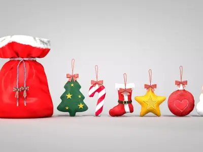 Christmas Felt Decoration Bag 3D Model 3D model