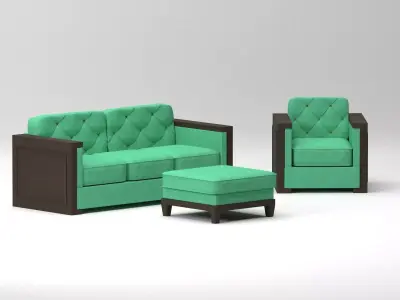 Sofa green vintage Free 3D model