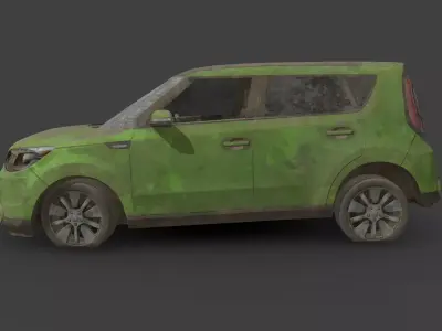 Abandoned Car - Kia Soul Low-poly 3D model