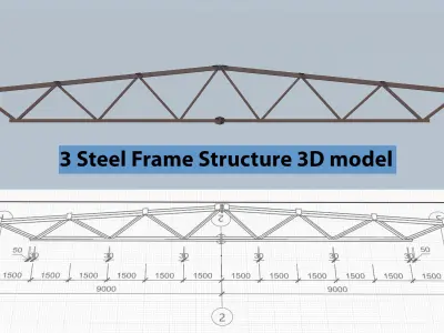 Steel Frame Structure Construction -Truss Low-poly 3D model