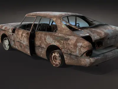Burnt Retro Car 02 Low-poly 3D model