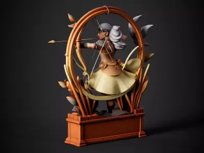 Moon Archer Fantasy Sculpture 3D model