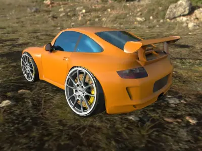 porsche 911gt3 cartoon car  Low-poly 3D model