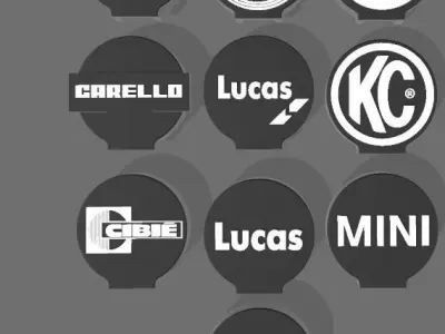 Rallye headlights for scale autos with 10 covers 3D print model