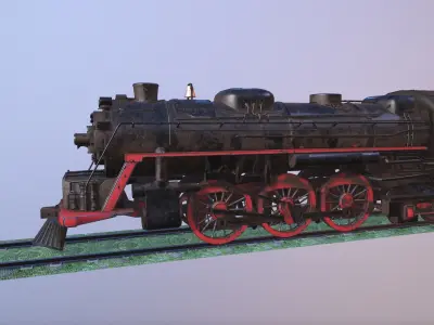 Steam Engine Train Wagon Low-poly 3D model