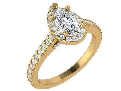 Pear Halo Ring 4359 3D print model