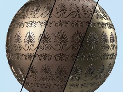 Metal Materials 14- Ornament Metal panels Pbr 4k Seamless Low-poly 3D model