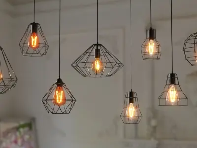 10 Collection Pendant Steel Lamps 3D model
