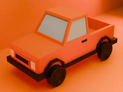 Cartoon pick-up car Low-poly 3D model