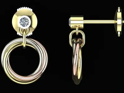 Trinity earrings  brilliant-cut diamonds 3d printing model 3D print model