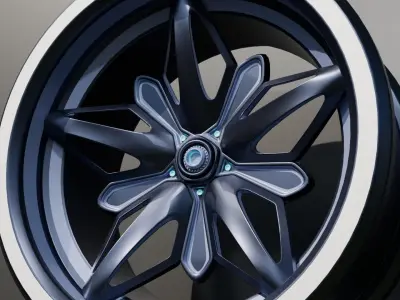 Sport car rim wheel - Star shape 3D model