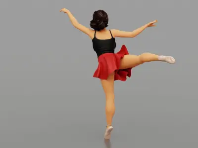Beautiful Graceful Ballerina Girl Ballet Pose 3D print model
