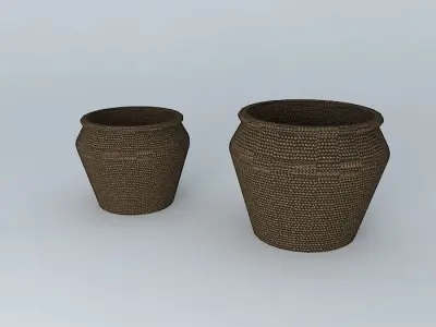 Baskets two wicker pots Free 3D model