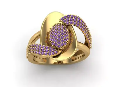 Womens Rings With Stone Ring Ready STL 3DM Models Rings women 3D print model 29