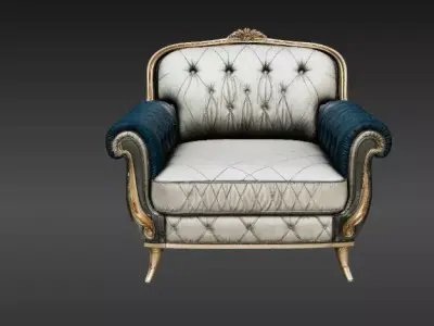 Luxury Royal Lounge Chair 3D Model Modern Elegant Furniture 3D model